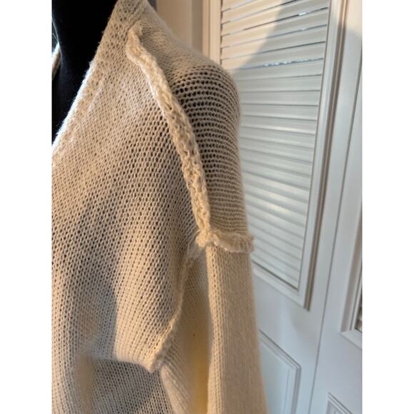 L🧡VE ☮️ PEACE Oversized White Knit Duster, Full Length Soft Warm Sweater +Scarf - Picture 5 of 11